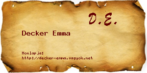 Decker Emma névjegykártya